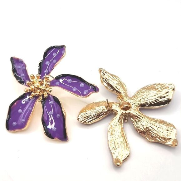 New ZARA tropical flower stud earrings - Picture 3 of 13